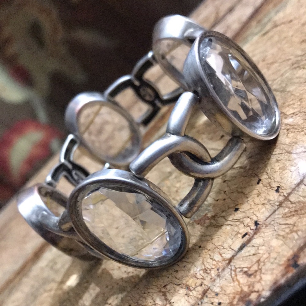 Graziano  Big Crystals Silver Stretch Bracelet - Picture 3 of 11